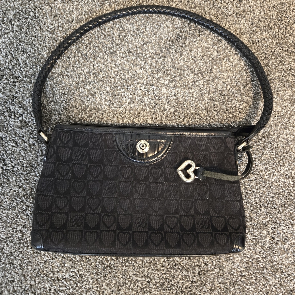 Stylish Black Handbag with Heart Charm